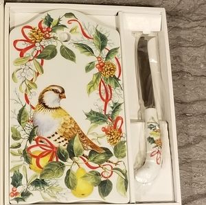 *Andrea By Sadek Porcelain Cheese Board & Knife.